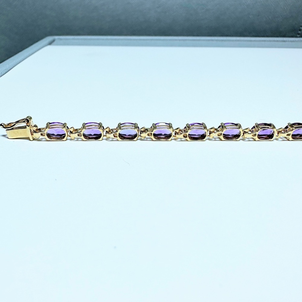 Amethyst Tennis Bracelet, 14k Yellow Gold - Picture 7 of 15